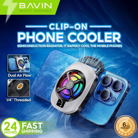 BAVIN BF009 Gaming Phone Cooler Semiconductor Radiator w/ Clip-On Mount Dual Vent Airflow & Silent Cooling