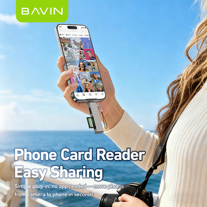 BAVIN O92 3-in-1 USB2.0 Portable Card Reader TF + SD + USB OTG w/480Mbps For Laptop, Smartphone, Tablet & OTG Supported