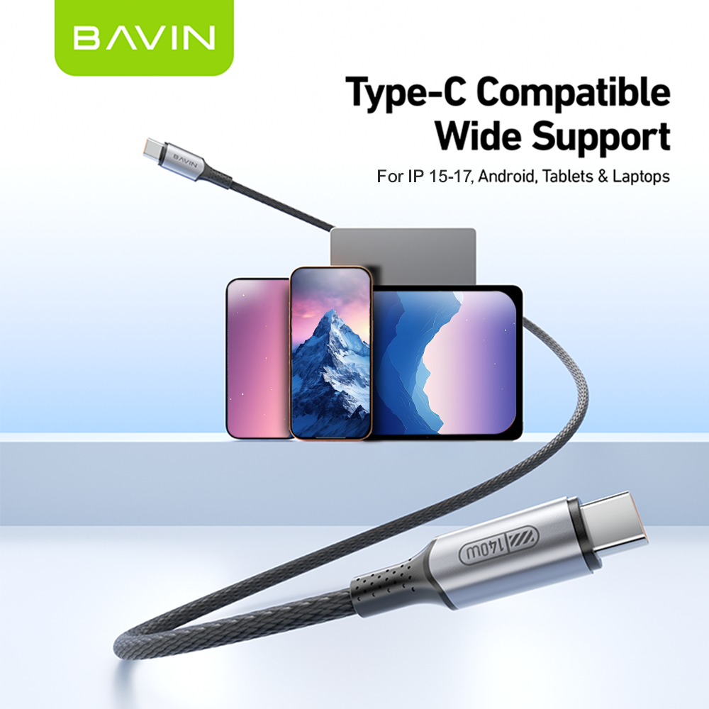 BAVIN CB422 140W PD 3.1 USB-C to USB-C Fast Charging Cable 1.2m Braided+PPS For Phone/Tablet/Laptop