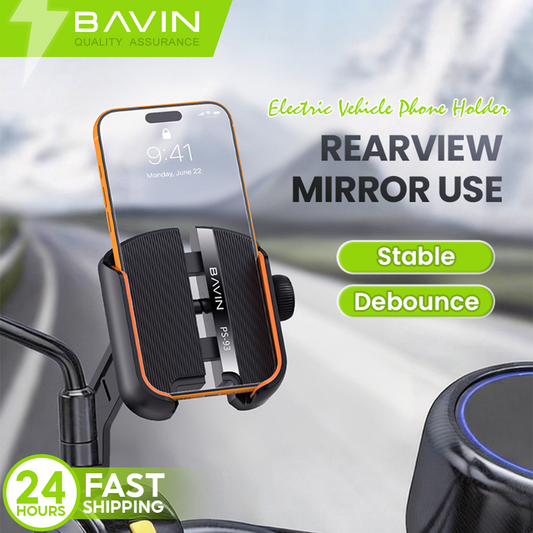BAVIN PS93 Universal 360° Adjustable Shockproof Rearview Mirror Phone Holder Anti-Slip Mount for Motorcycle & Bike