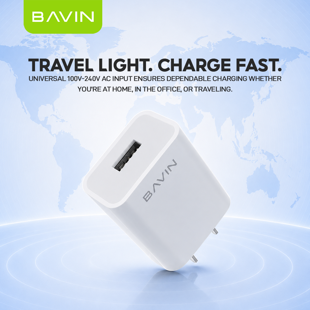 BAVIN PC658Y 3.0A Quick Charging Charger w/ 1 Meter Charging Cable for Micro / iPhone /Type-C
