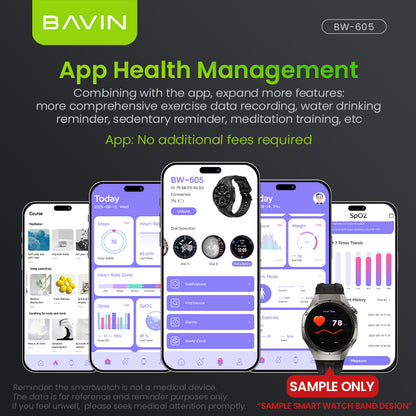 BAVIN BW-605 Smart Watch 1.43" HD | 123+ Sports Modes | AI Voice | Health Monitor | 3 ATM Waterproof