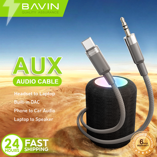 BAVIN AUX60/AUX61 1M Hi-Res Type-C / iPhone to 3.5mm AUX Audio Cable Male to Male for Headphone Headset