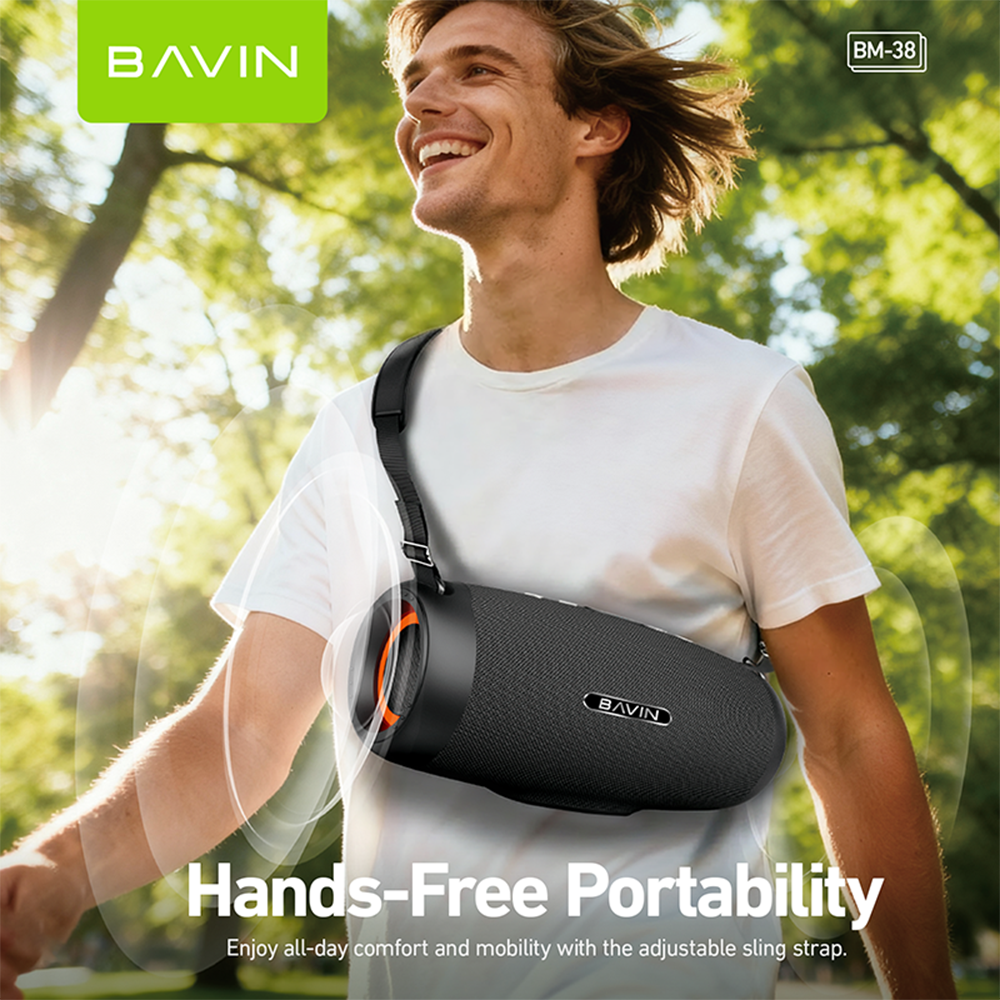 BAVIN BM38 Portable Party Bluetooth 5.3 Wireless Speaker w/ RGB Lights & 80W Powerful Sound