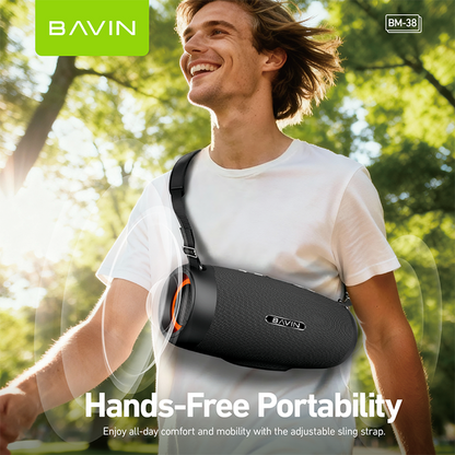 BAVIN BM38 Portable Party Bluetooth 5.3 Wireless Speaker w/ RGB Lights & 80W Powerful Sound