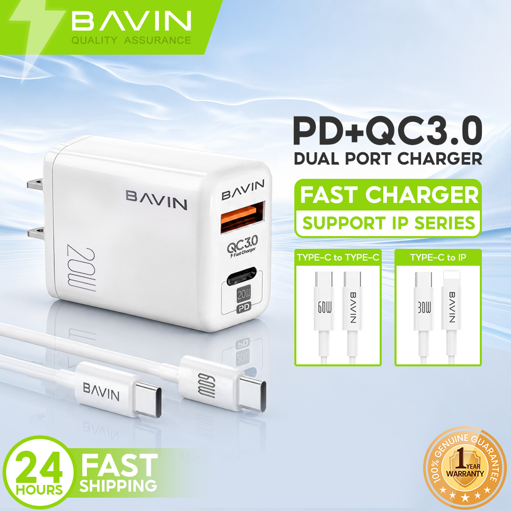 BAVIN PC351 PD Qualcomm3.0 Fast Charging Charger Dual Type-C & Usb Port for iPhone 16