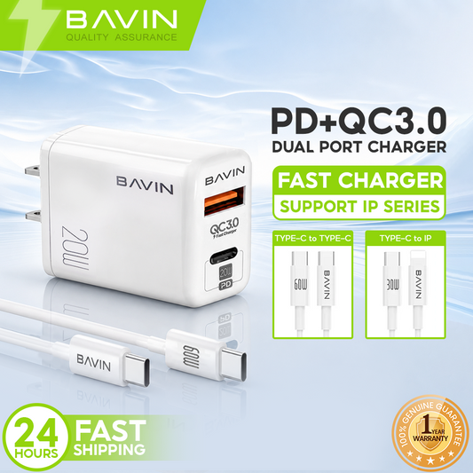 BAVIN PC351 PD Qualcomm3.0 Fast Charging Charger Dual Type-C & Usb Port for iPhone 16