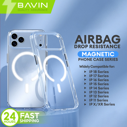 BAVIN Magnetic Circle Clear Phone Case Cover for iPhone X / XR / 11 / 12 / 13 / 14 / 15 / 16 / 17 / 18 Series