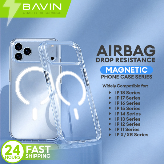BAVIN Magnetic Circle Clear Phone Case Cover for iPhone X / XR / 11 / 12 / 13 / 14 / 15 / 16 / 17 / 18 Series