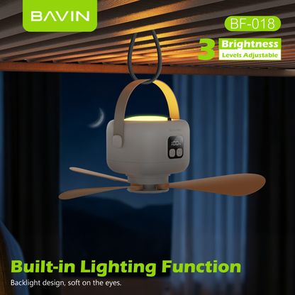 BAVIN BF018 5-in-1 Portable Outdoor Ultra Quiet Type-C Rechargeable Ceiling Fan w/ Light, Remote Control