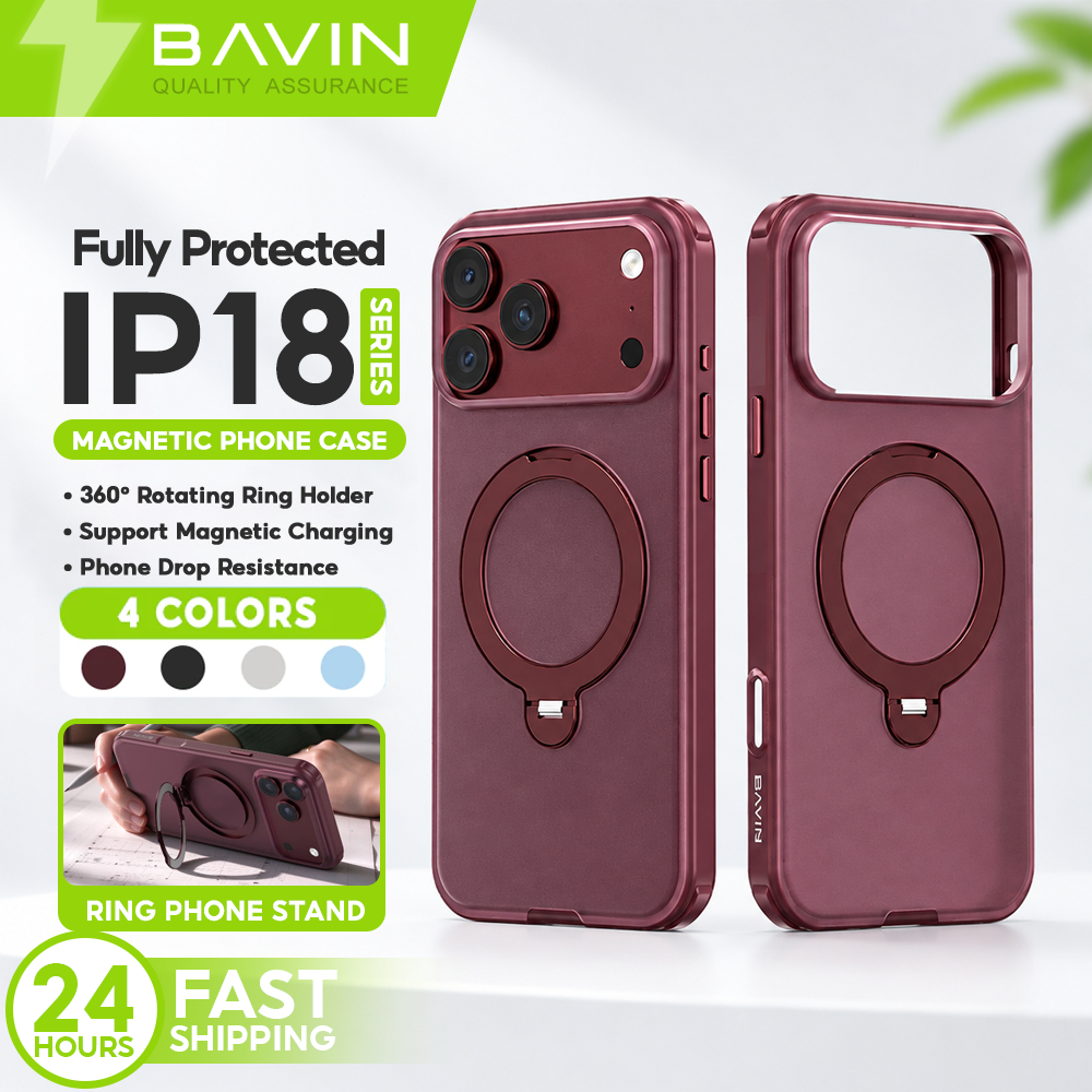 BAVIN YX308 Magnetic Phone Case w/ 360° Rotating Ring Stand Strong Magnetic Holder for iPhone 18 Series