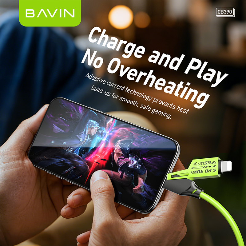 BAVIN CB390 4in1 65W PD Fast Charging Cable/Type-C to Type-C Multi-function for Laptop, iPhone & Android