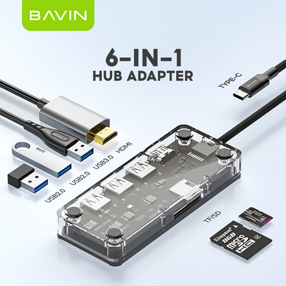 BAVIN U-H2-XX 6-in-1 USB Hub