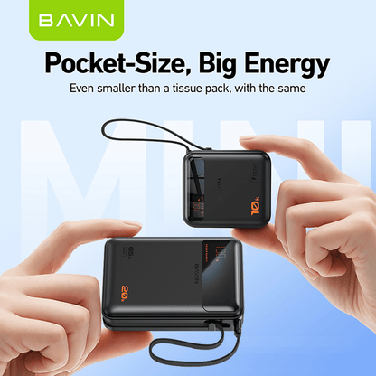 BAVIN Y-PC1188 20000mAh 65W /  PC1187S 10000mAh PD Fast Charging Powerbank w/ Built-in Type-C Cable | LED Display Laptop & Mobile Compatible
