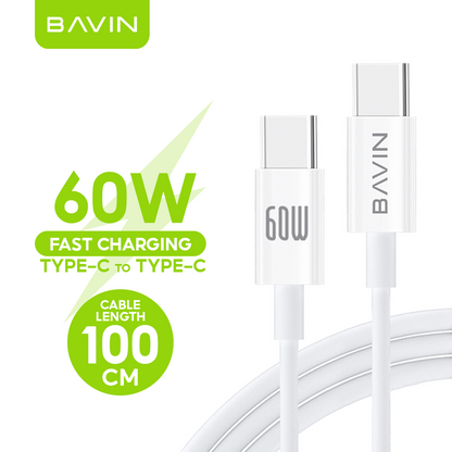 BAVIN U-CB274 100W Fast Charging Type-C Cable for Laptop & iPh 16 25cm / 30cm / 1m Data Transfer TPU Wire