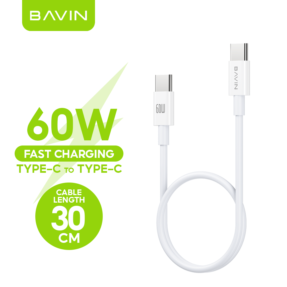 BAVIN U-CB274 100W Fast Charging Type-C Cable for Laptop & iPh 16 25cm / 30cm / 1m Data Transfer TPU Wire