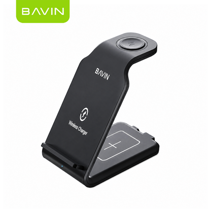 BAVIN PC055 3in1 Multifunctional Phone Stand w/ 15W Wireless Charger for iPhone Watch & Earbuds