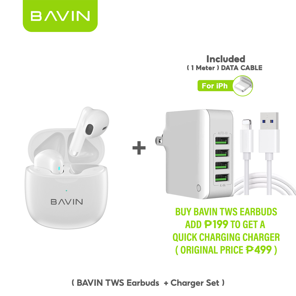 BAVIN HB-BA-19 TWS Wireless Bluetooth 5.3 Earbuds w/ HiFi Stereo Sound, Touch Control & Type-C Fast Charging