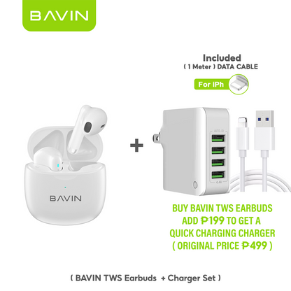 BAVIN HB-BA-19 TWS Wireless Bluetooth 5.3 Earbuds w/ HiFi Stereo Sound, Touch Control & Type-C Fast Charging