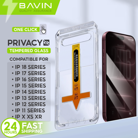 BAVIN Q11 One Click Screen Protector Privacy Tempered Glass for iPhone X-18 Series