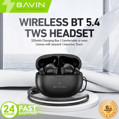 BAVIN BA77 TWS Wireless Bluetooth 5.4 Earbuds w/ Stereo Sounds & Touch Control