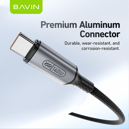 BAVIN CB422 140W PD 3.1 USB-C to USB-C Fast Charging Cable 1.2m Braided+PPS For Phone/Tablet/Laptop