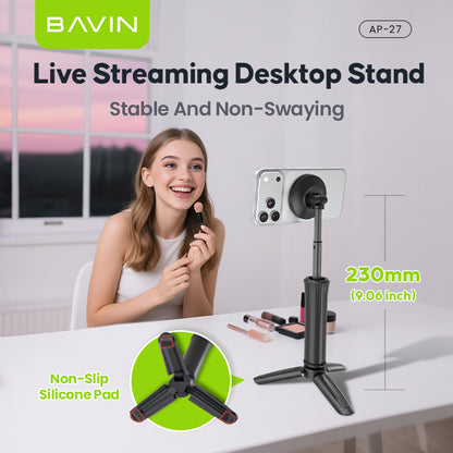 BAVIN P27 Magnetic Phone Holder Stand w/ Adjustable Bracket w/ Selfie Stick for Live , Video Calls & Mobile Phones