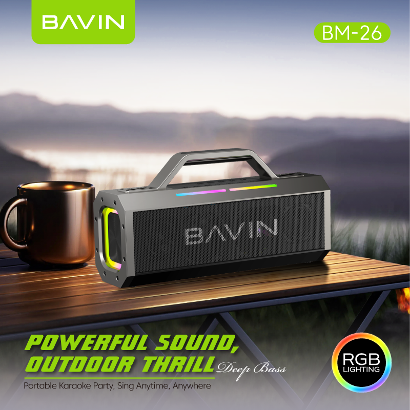 BAVIN DV-BM26 Outdoor Bluetooth Speaker Splash Proof & Durable w/ 2 Wireless Microphones