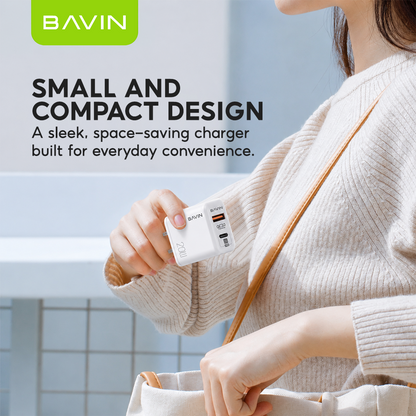 BAVIN PC351 PD Qualcomm3.0 Fast Charging Charger Dual Type-C & Usb Port for iPhone 16