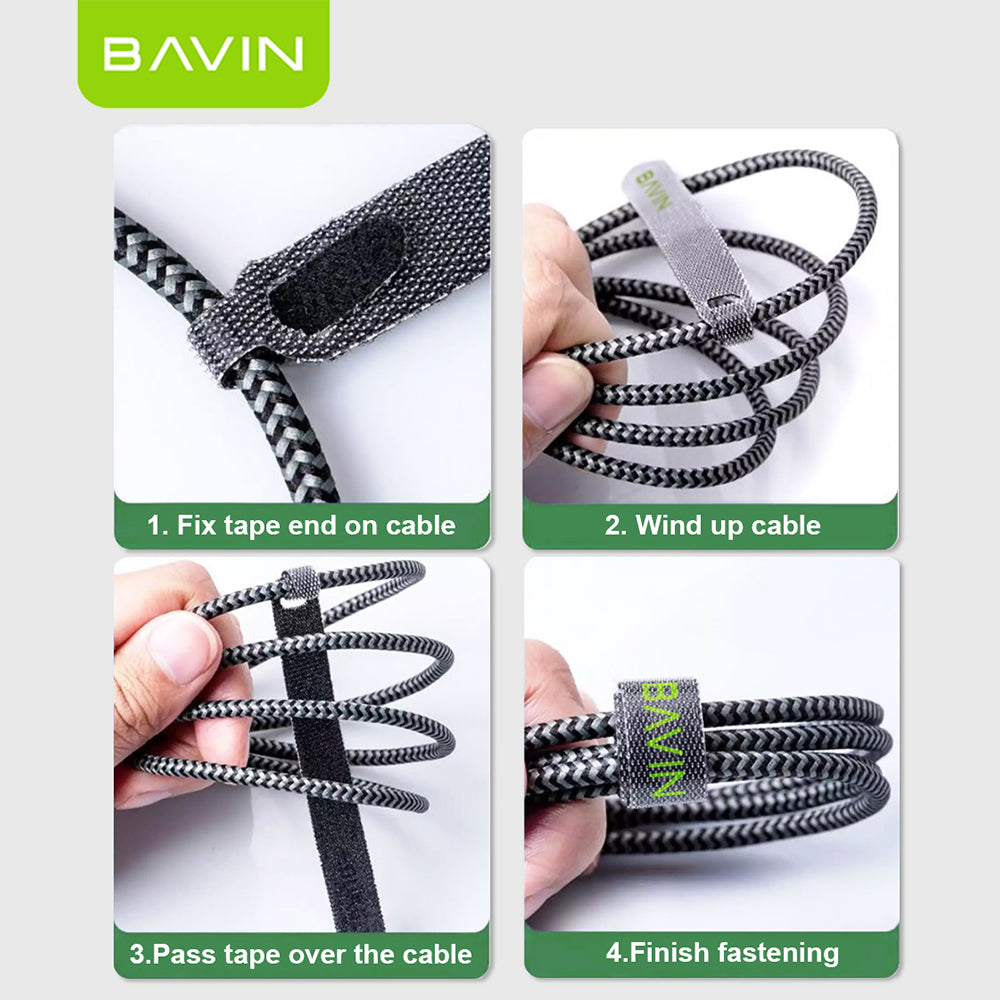 BAVIN Cable Organizer Velcro Strap Wire Winder 14.2cm–5M Nylon Cord Holder for Earphones USB AUX Mouse Cables