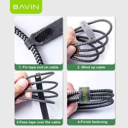 BAVIN Cable Organizer Velcro Strap Wire Winder 14.2cm–5M Nylon Cord Holder for Earphones USB AUX Mouse Cables