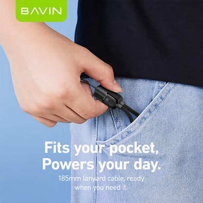 BAVIN CB411 Portable PD 60W Fast Charging 18.5cm Data Cable | Type-C to C / Type-C to iPhone | Lanyard Design Durable