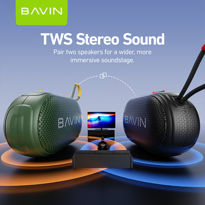 BAVIN BM31/BM32 Portable Bluetooth Speaker Big Sound Deep Bass Hi-Res Sound Audio w/1200mAh+Lanyard