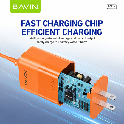 BAVIN PC916 30W PD Fast Charging Wall Charger Compatible for Type-C to Type C & Type-C to iPhone