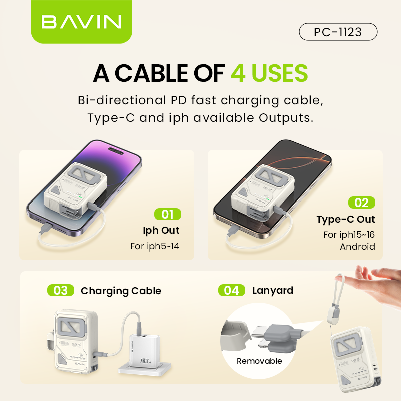 BAVIN Y-PC1123 10000mAh Magnetic Powerbank w/ Phone Holder & AC Plug