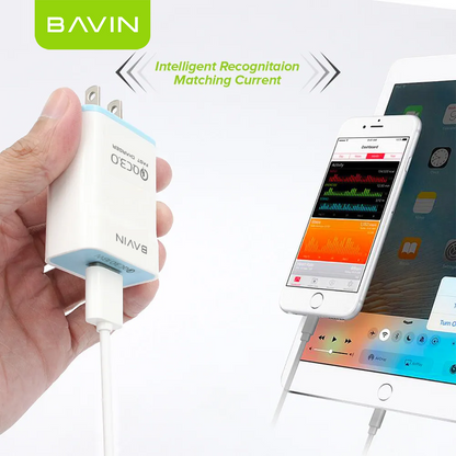 BAVIN PC658 Qc3.0 Quick Charging Charger W/ Charging Cable for iPhone / Micro / Type-C