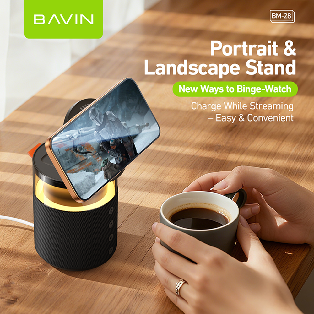 【Christmas Gift】BAVIN BM28 5in1 Multi-function Bluetooth Speaker w/15W Magnetic Wireless Fast Charging