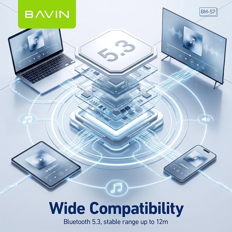 BAVIN BM57 450W Party Speaker 40000mAh Bluetooth 5.3 Speaker with 2 Wireless Microphones & LED Light