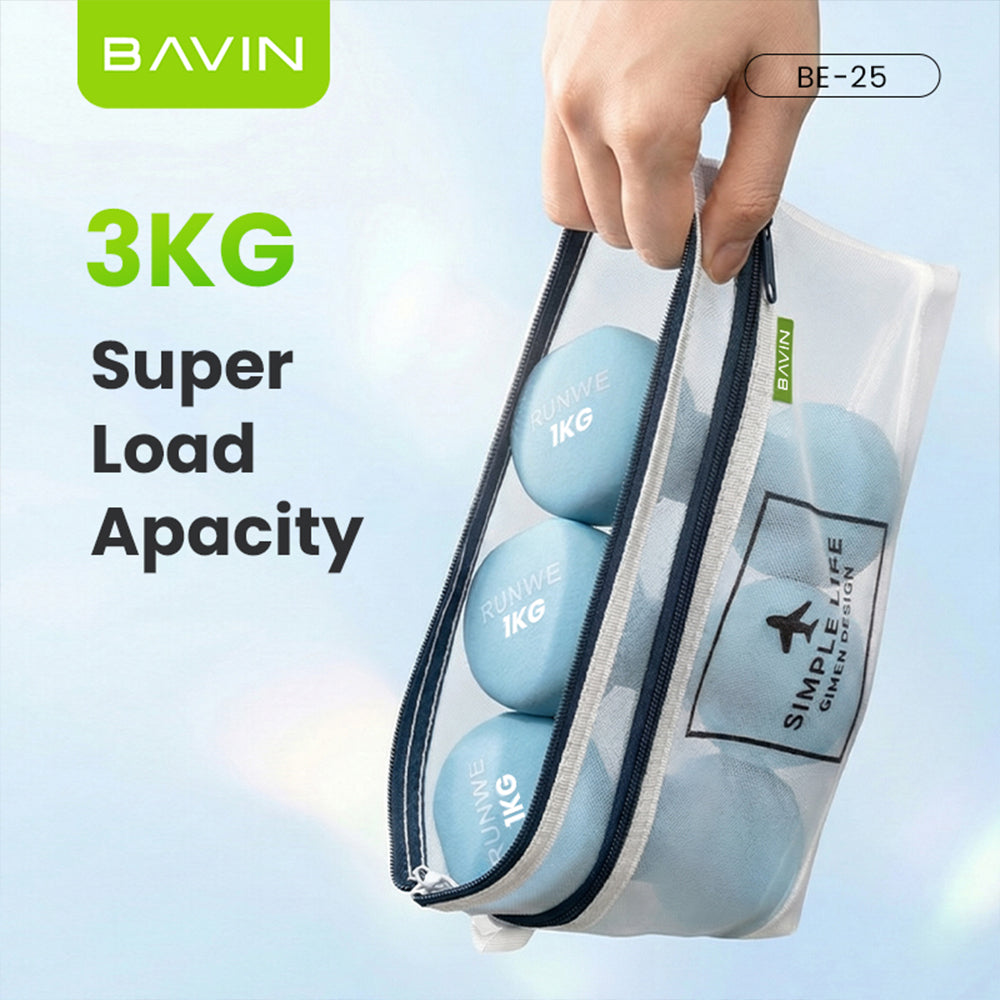 BAVIN BE25 Multi-functional Portable Transparent Double-Layer Nylon Mesh Storage Pouch Bag w/ Zipper