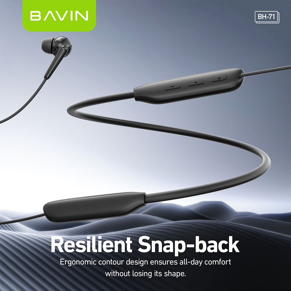 BAVIN BH71 HiFi Bluetooth 6.0 Wireless Magnetic Neckband Headphone | 15H Playtime | Game Sports Earbud