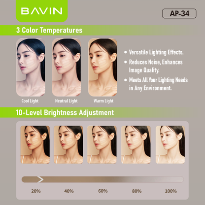 BAVIN P34 2-in-1 Portable Mini Magnetic Selfie LED Fill Light w/ Foldable Stand & 3 Brightness Modes