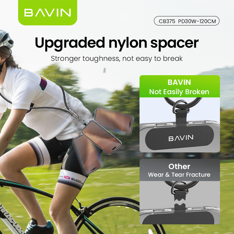 BAVIN CB375 30W PD Fast Charging Cable For Crossbody & Wrist Phone Lanyard 1.2M Cord Strap