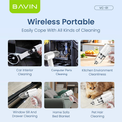 BAVIN Z-VC01 Handheld 6 in 1 Wireless Portable Wet & Dry Vacuum Cleaner 6000Pa Suction Rechargeable