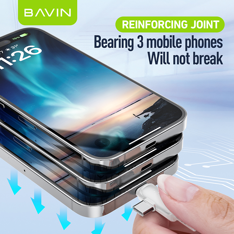BAVIN CB300 4 in 1 Pd 12W + Type-C 18W Fast Charging Data Cable Nylon Braid Data Transfer for Phones
