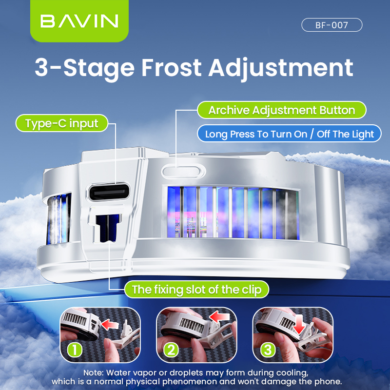 BAVIN BF-007 Magnetic Phone Gaming Cooler Portable Semiconductor Cooling Fan w/ 3 Speed Adjustment for Smartphones