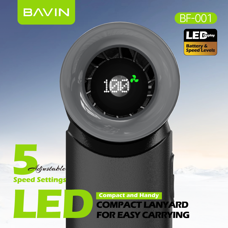 BAVIN BF-001 Portable Mini Turbo Jet Fan Rechargeable w/ Up to 5 Gears Powerful Wind Speeds