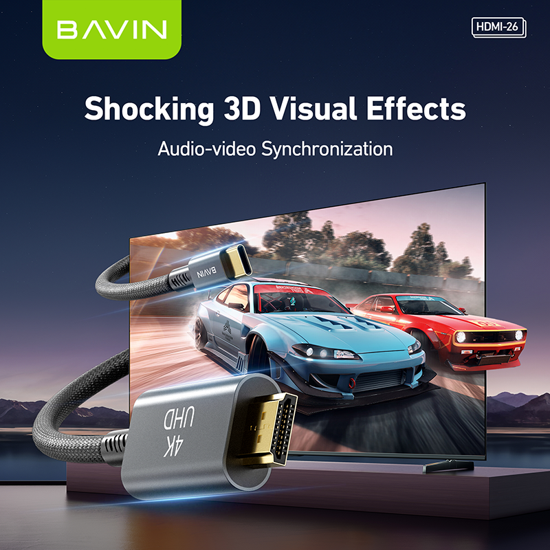 BAVIN U-HD-26-XX 4K USB-C to HDMI High-Speed Adapter Cable Plug & Play Converter