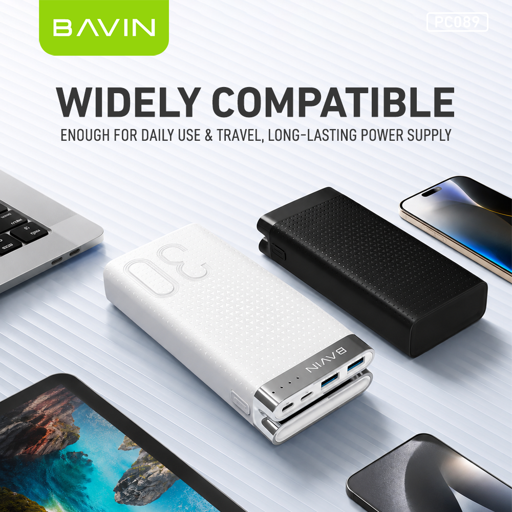 BAVIN PC089 30000mAh Large Capacity Powerbank w/ Flashlight / Micro & Type-C Input / 2x USB Output