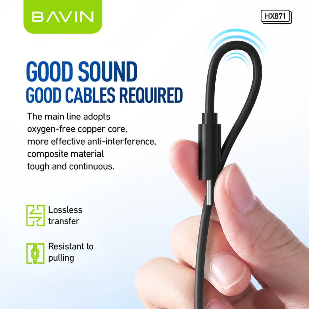 BAVIN HX871 / HX875 Hi-Fi Wired Earphone Stereo Sound Quality Music Compatible for 3.5mm / Type-C