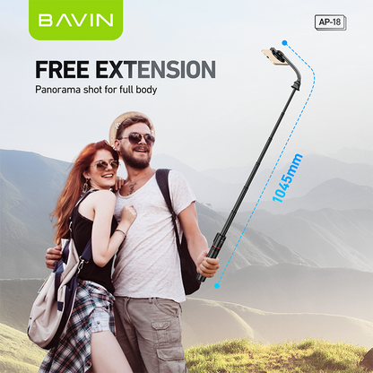 BAVIN P18 Magnetic Retractable Selfie Stick w/ Bluetooth Remote Extendable & Adjustable Tripod